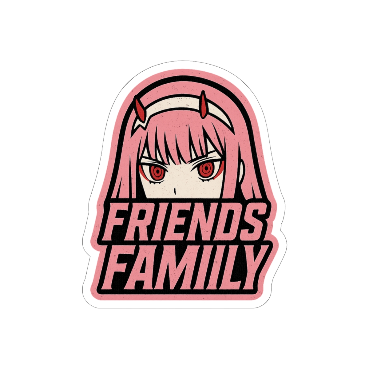 Zero Two Friends & Family Anime Sticker | Playful Vinyl Decal