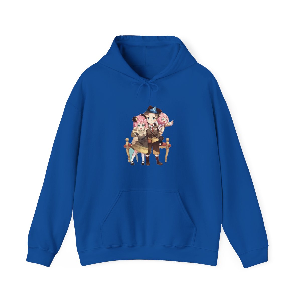 Pink hoodie with a black graphic of two anime characters and the text "SPY×FAMILY" on the back - alternate angle 2, merchandise