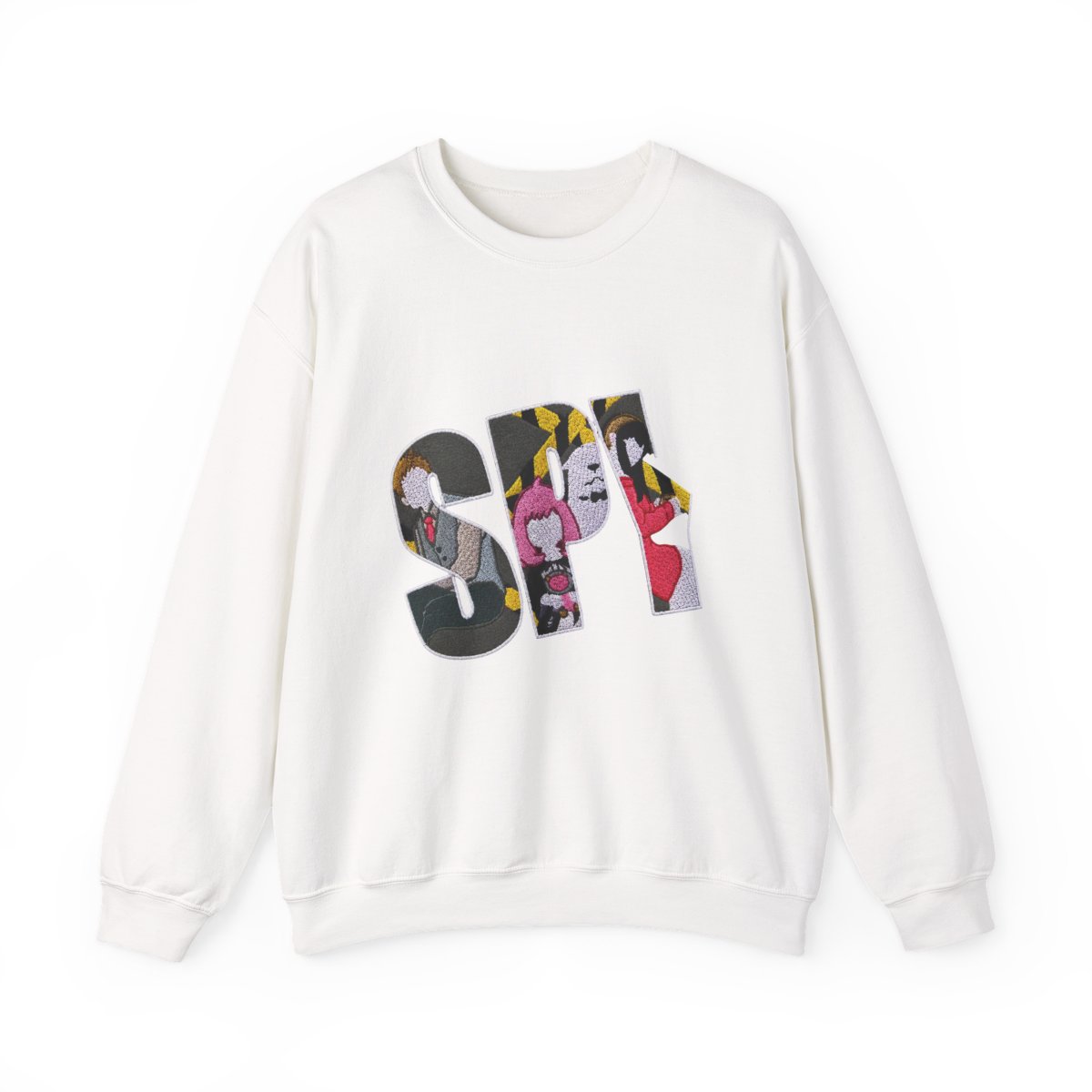 Dark grey Hoodies with the word "SPY" in white, featuring characters from the anime series. The letters are filled with colourful illustrations of the characters, with a yellow and black hazard... - alternate angle 5, merchandise