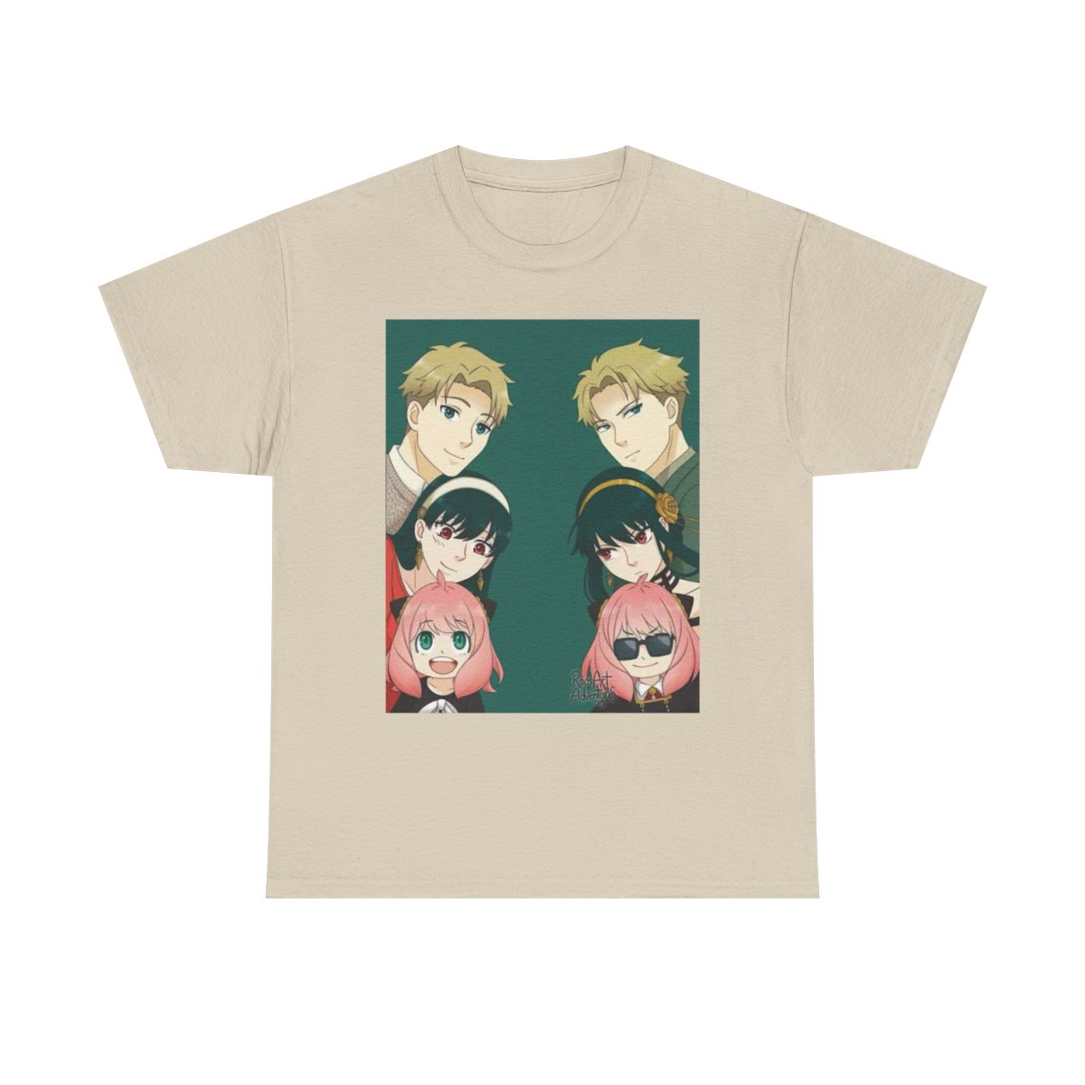 Anime Squad Portrait Tee | Cute Pink-Haired Girl & Blonde Characters Spy x Family - alternate angle 2, merchandise