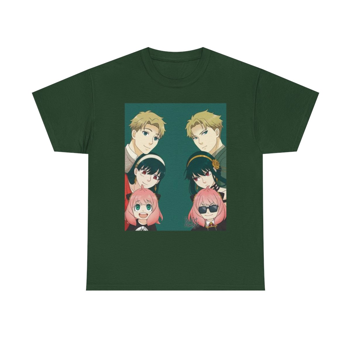 Anime Squad Portrait Tee | Cute Pink-Haired Girl & Blonde Characters Spy x Family - alternate angle 5, merchandise