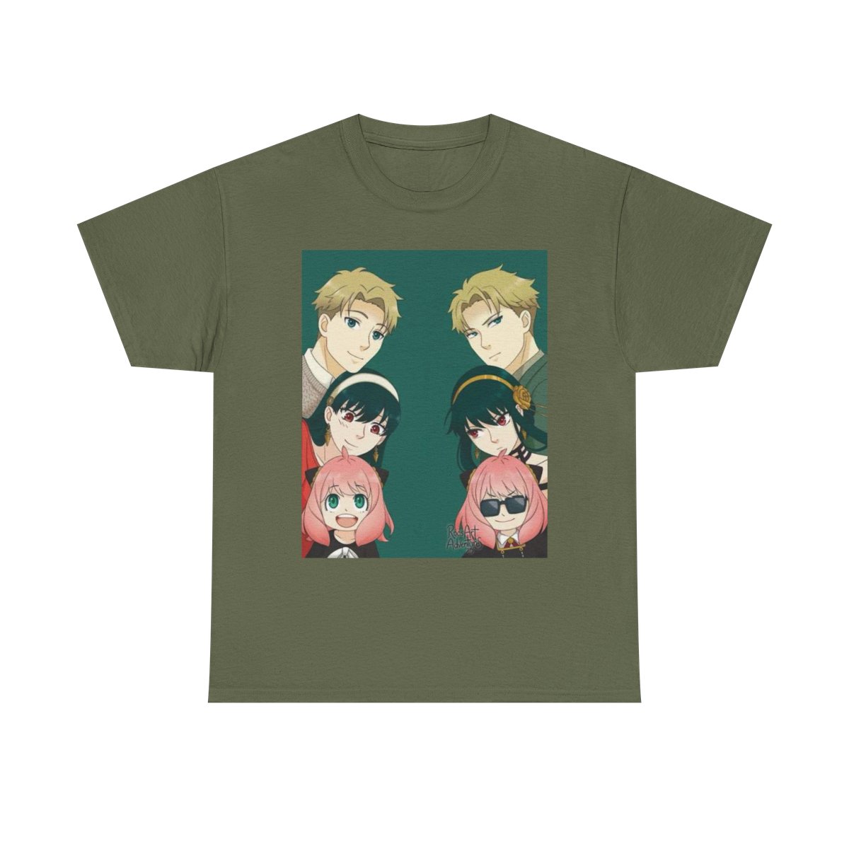 Anime Squad Portrait Tee | Cute Pink-Haired Girl & Blonde Characters Spy x Family - alternate angle 4, merchandise